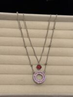 Amazing Red Stone Double Chain Necklace