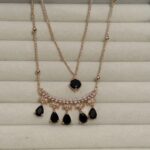 Amazing Black Stone Double Chain Necklace