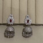 Amazing Red Stone Silver Jhumkay